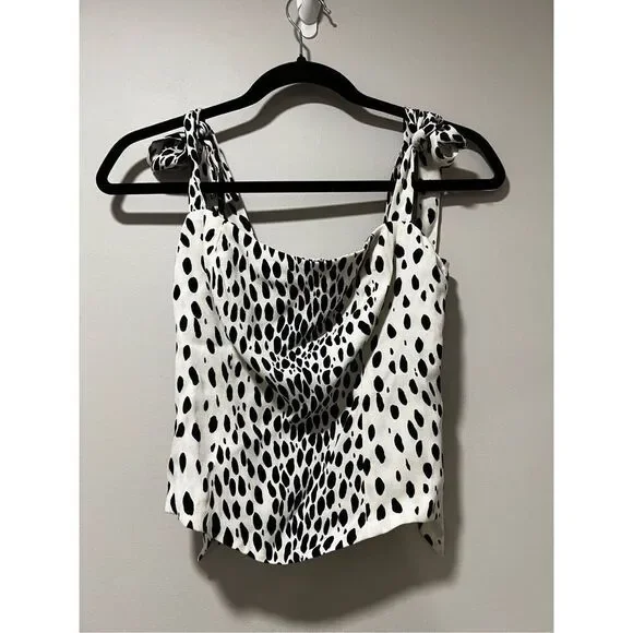 Reformation Women's Cream Black Cheetah Print Ellora Top Size 0 NWOT - Picture 3 of 7